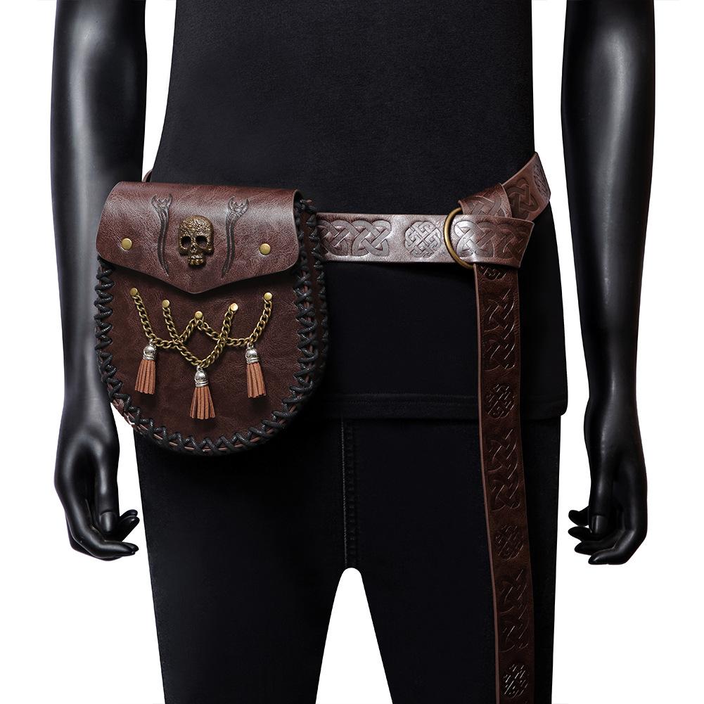 Mittelalterliche Hüfttasche aus Leder, Gürteltaschen, Hüfttasche, LARP-Kostümzubehör für Damen und Herren, Leder-Bauchtasche