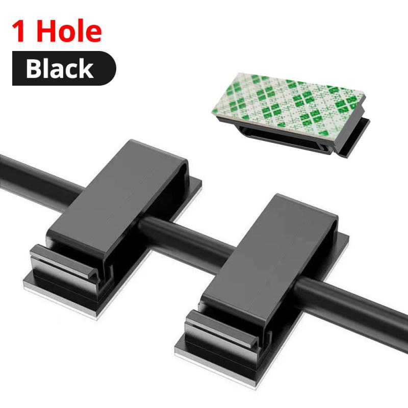 Fonken Winder Kabelhalter, Kabel-Organizer-Clips, Kabelklemme, Kabel-Management, Schreibtisch-Kabelbinder-Fixierer, selbstklebender Auto-Kabel-Organizer-Clip Single Hole schwarz
