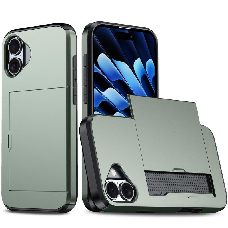 Für iPhone 16 Pro Max 15 Pro 14 Plus 13 12 11 17 Pro Max Geldbörse Kartenhalter Schiebeschlitz Schlank Hart-PC Strapazierfähige Schutzhülle iPhone 17 Pro