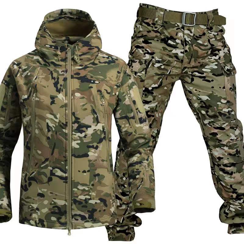 Verdickendes Herren-Militäruniform-Camo-Jacken- und Armee-Kampf-Multicam-Hemd, taktisches Jagd-Paintball-Hosen-Set XXXL grüne tarnfarbe