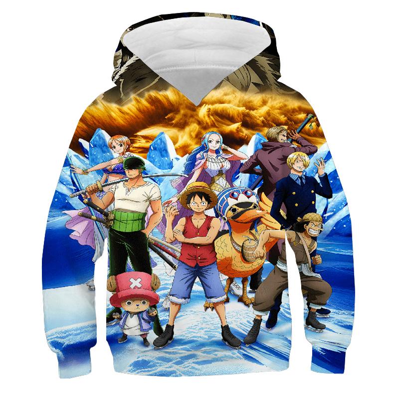 One Piece Hoodie Kinder Kapuzenpullover Anime Luffy Hoodie Kinderkleidung Jungen Mädchen Langarm Herbst Warmer Pullover Casual Tops 140 orange