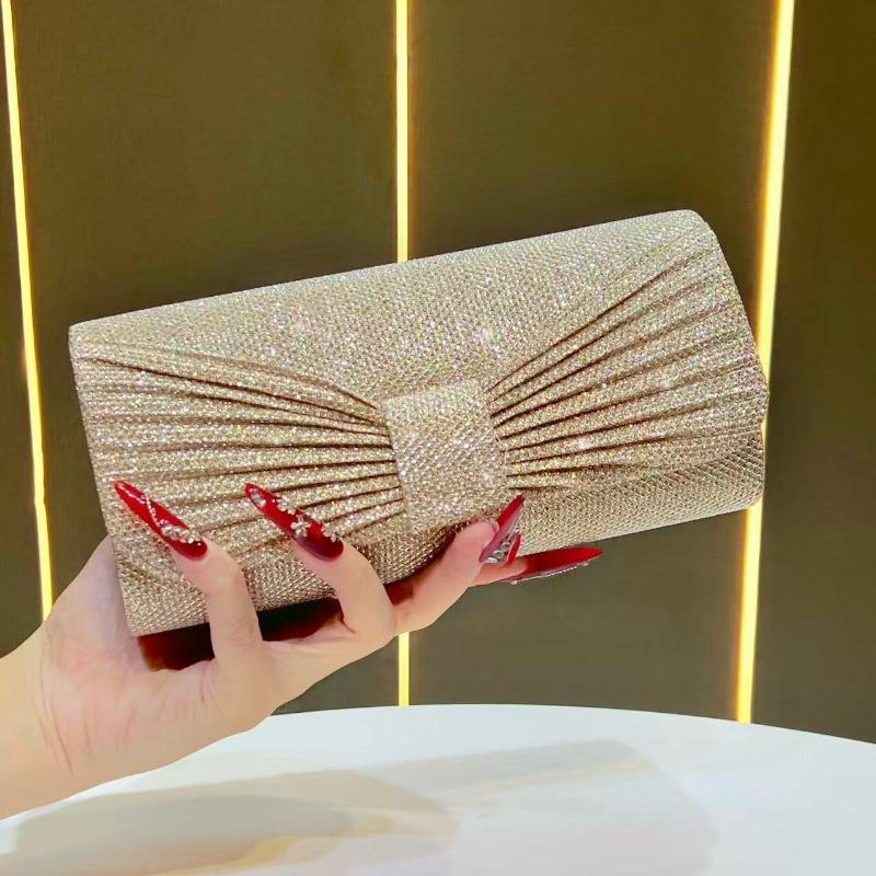 Modische Bankett-Tasche, Clutch-Tasche, Damen-Ketten-Crossbody-Einzelschulter-Mini-Tasche, Society-Kleid, Cheongsam-Tasche champagner