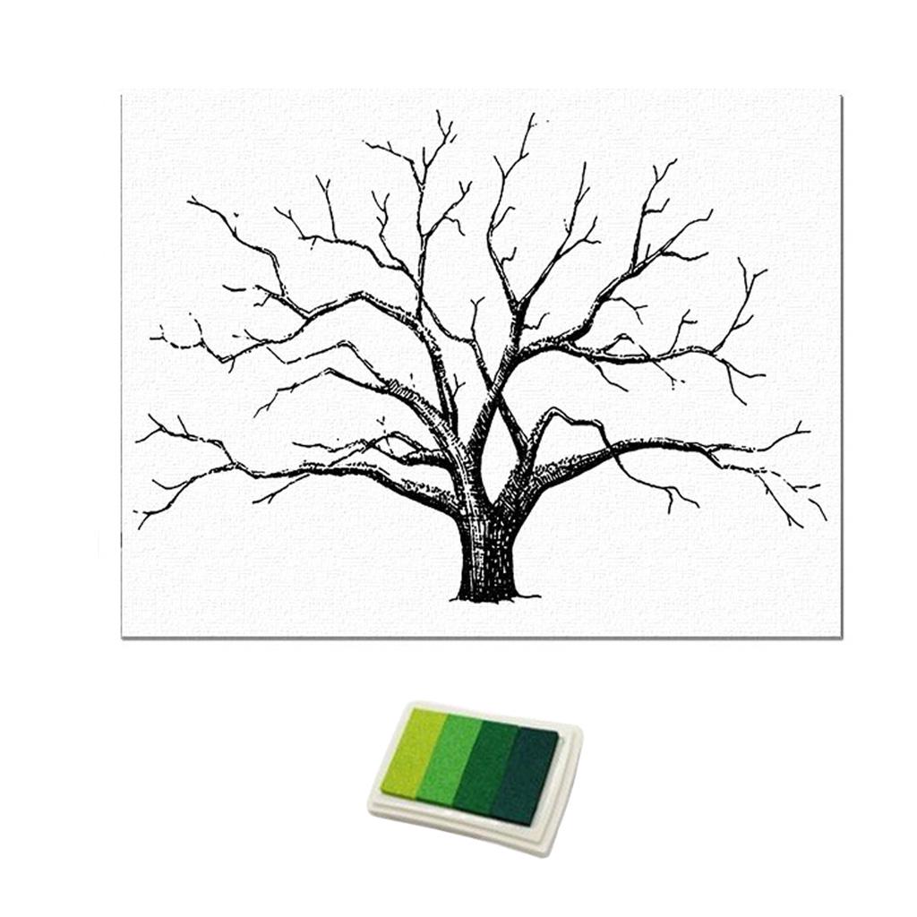 Hochzeit Fingerabdruck Baum Fingermalerei Hochzeit Gästebuch Grün 30x40cm grün