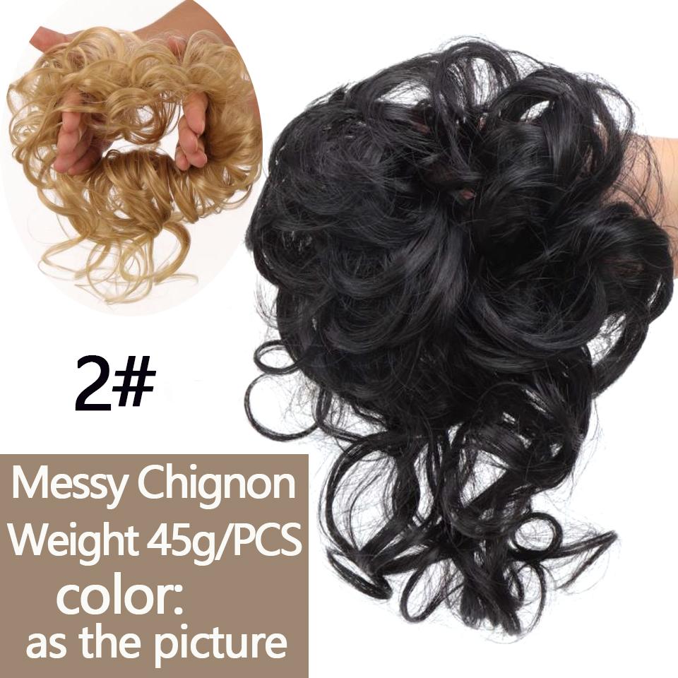 LUPU Blonde Schwarze Haarbänder, unordentlicher, lockiger Chignon-Dutt, synthetische Haargummis, künstliche Haarteile für Frauen, synthetische Haarverlängerung 1PC