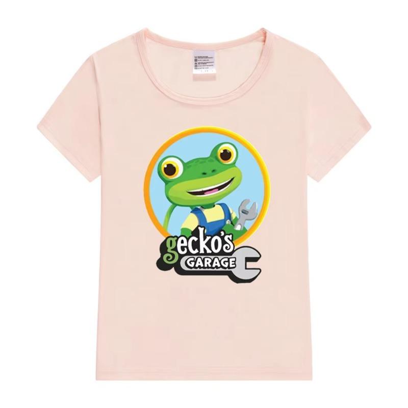 2025 Lustiger Cartoon Gecko's Garage Print Kinderbekleidung für Kinder T-Shirts Mädchen Neue Kleidung Oberteile Sommermode Jungen T-Shirt 140