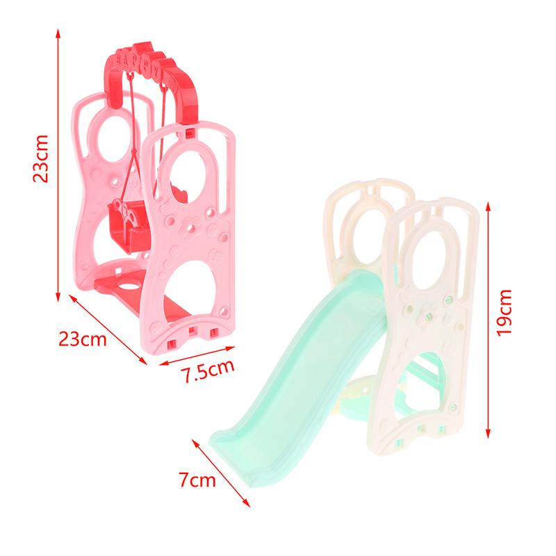 1 Set Puppenhaus Schaukel Rutsche Anzug Hof Vergnügungspark Einrichtungen Modell DIY Puppen Spielhaus Langlebige Spielzeuge Dekoration white