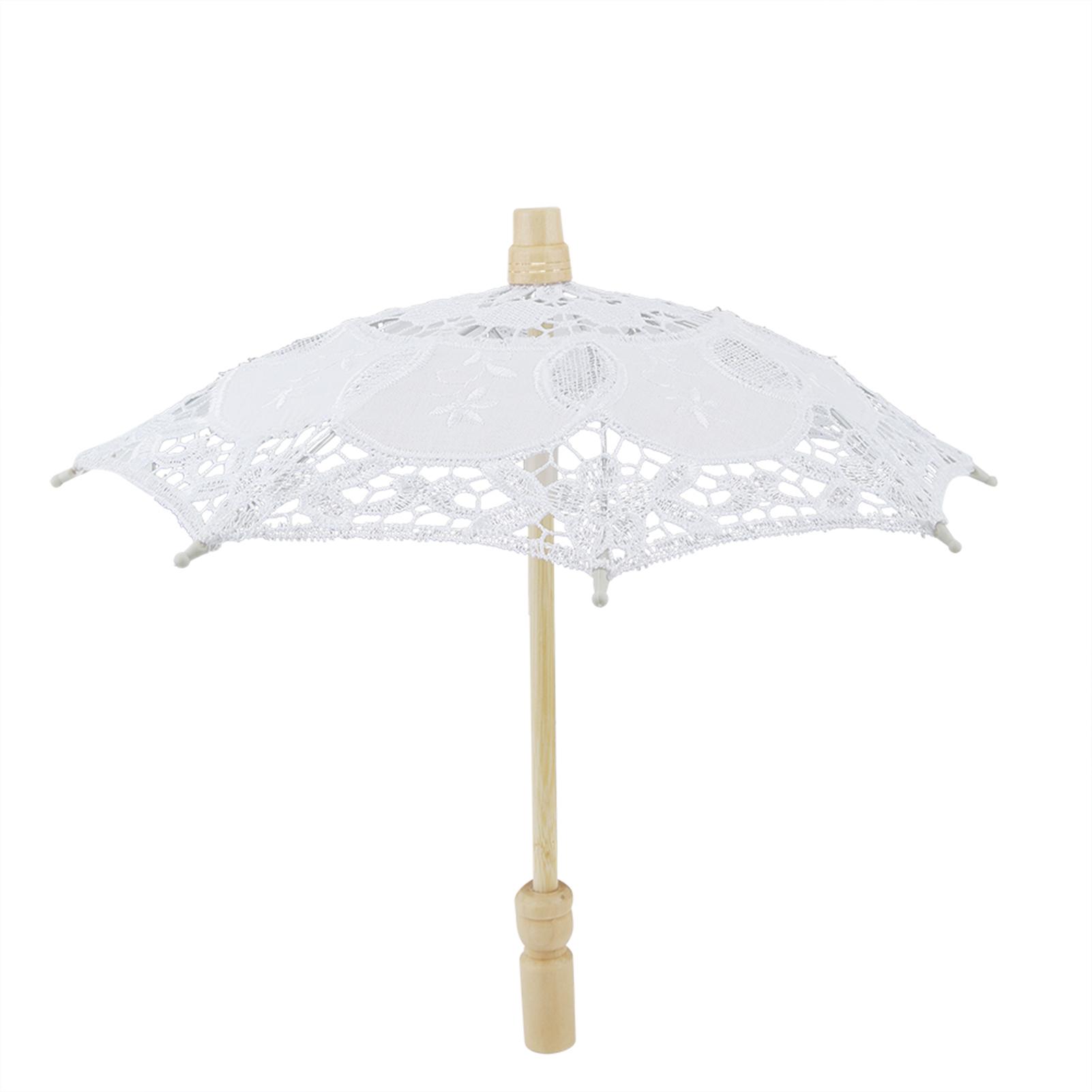 Braut Regenschirm Spitze Baumwolle Stickerei handgemachte Sonnenschirm Regenschirm Hochzeit Versorgung(Weiß ) White