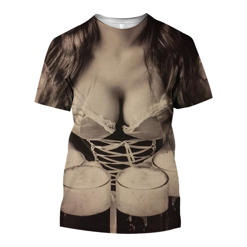 Sommer Beliebte Hip Hop Männer Lustige T-shirt Neue Bier Schönheit 3D Mode Lässig Persönlichkeit Kurzarm O Hals Große Größe kleidung 6XL