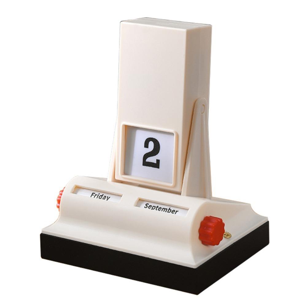 Retro Rotierender Kalender Licht Luxus Ewiger Kalender Kreativer Schreibtischkalender Hotel beige