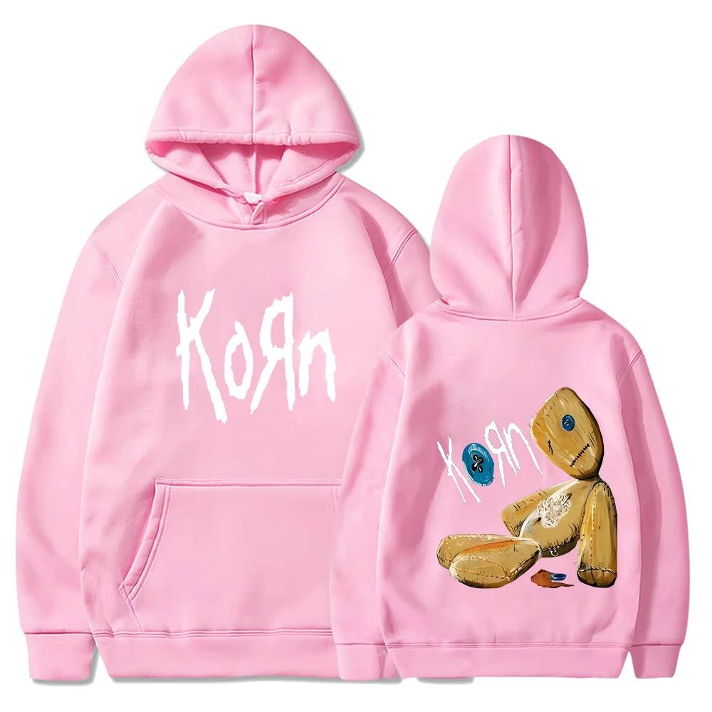 Korn Rock Band Hoodies Frühling Herbst Pullover Herrenmode Bedrucktes Kapuzenpullover Lockere Lässige Tägliche Streetwear Pullover Tops 3XL rosa