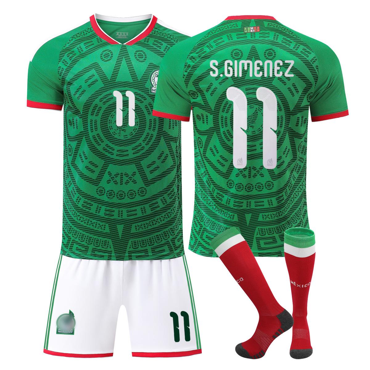 Jugendliche Kinder Erwachsene Individueller Name Fußballtrikots 2026 FIFA Fussball-Weltmeisterschaft Mexiko Heim #11 S.GIMENEZ Sport Trainings-Trikot-Set mit Socken 18 black