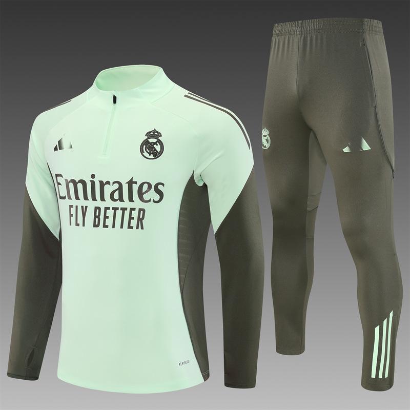 2426 Real Madrid Trikot Langarm Halbzip Vor dem Spiel Fußball Trainings-Trikot Auswärts-Trikot Erwachsenen Kurzarm Kinderanzug 18 size