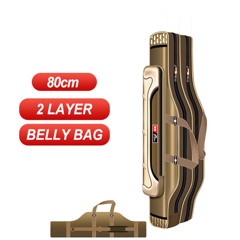 2/3/4 Schicht Tragbare Falten Angelrute Reel Tasche Angelrute Getriebe Werkzeug Tragetasche Tragetasche zum Angeln Große Kapazität Reisetasche 2 Layer 80cm belly