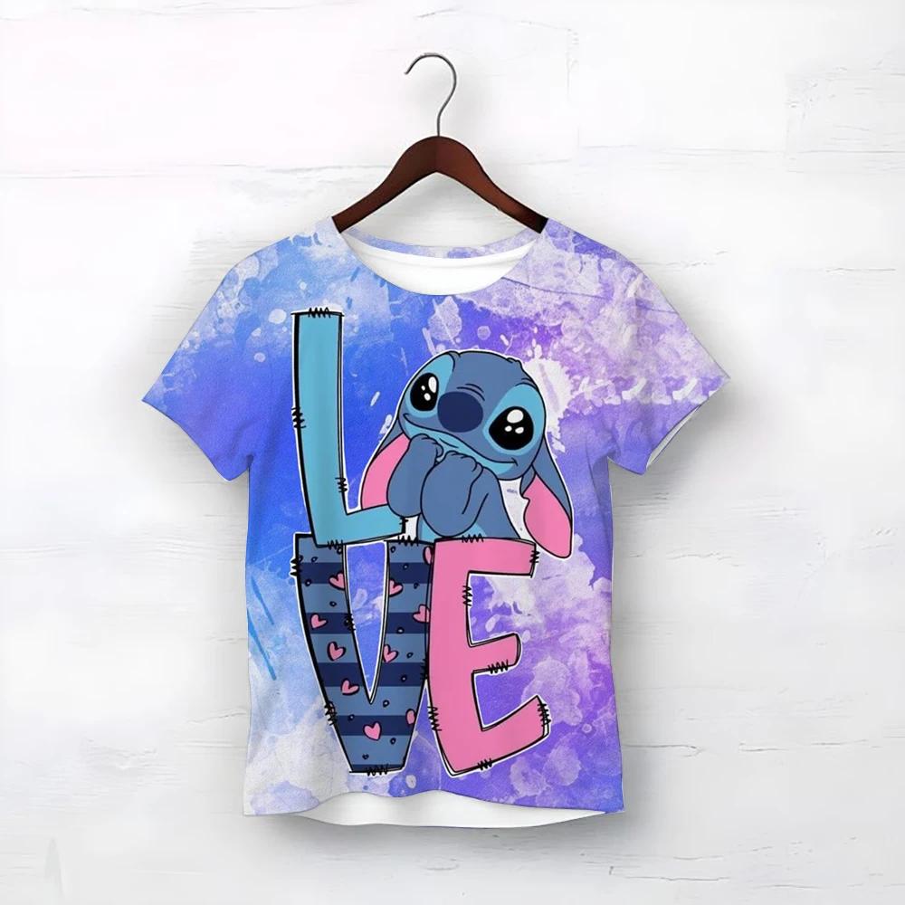 MINISO Disney Cartoon Niedlicher Stitch-Druck Babykleidung 3 bis 14 Jahre Männlich Outdoor-Kleidung Jungenkleidung Mädchen T-Shirt Teen Top Shirts 100 blue