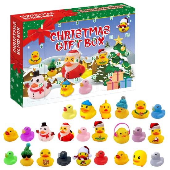18/24 Stück Kinder-Adventskalender, niedlich, sicher, umweltfreundlich, gelbe Ente, Badespielzeug für Weihnachtsgeschenke A