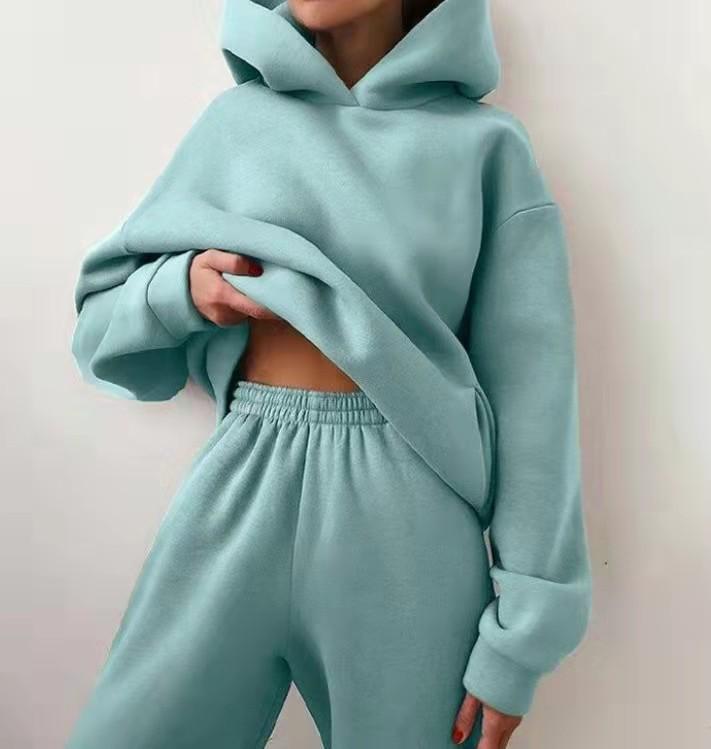 Damen Elegante Feste Sets Für Damen Warme Hoodie Sweatshirts Und Lange Hose Mode Zweiteilige Sets Damen Sweatshirt Anzüge XS navy blau