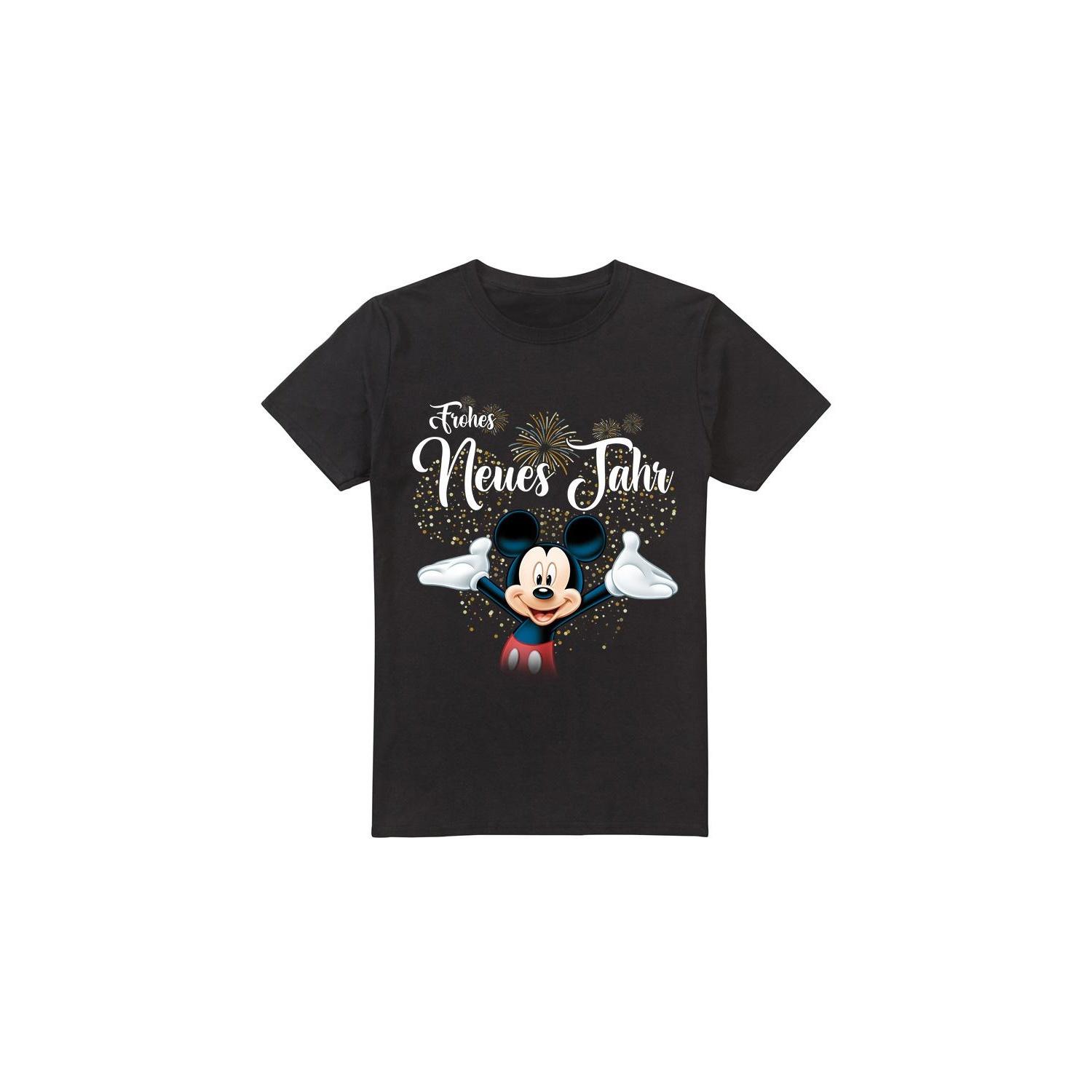Disney Herren Deutsches Mickey Mouse Feuerwerk Neujahr T-Shirt XXL schwarz