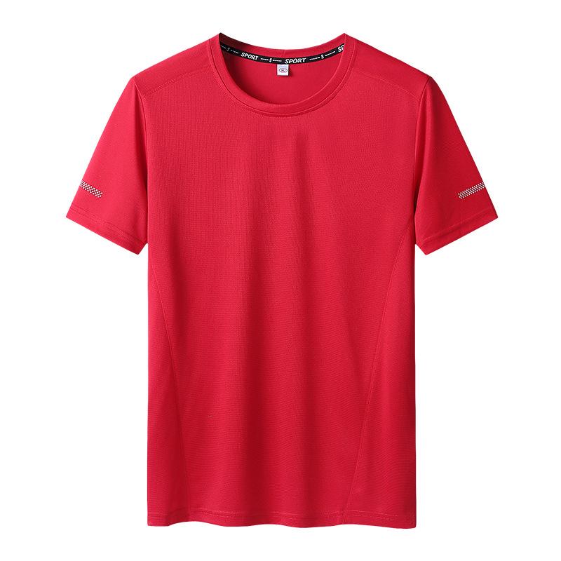 Sommer Herren T-Shirt Große Größe Schnelltrocknendes T-Shirt für Männer Rundhals Übergröße Kurzarm Übergroßes T-Shirt 9XL rot