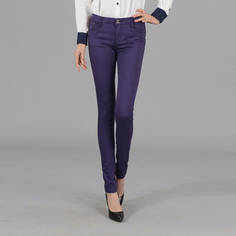 Frauen Damen Bleistift Hosen Sommer Taschen Taste Dünne Waden Länge Hosen Casual Stretch Hose Plus Größe Weibliche Hosen XS dunkelviolette