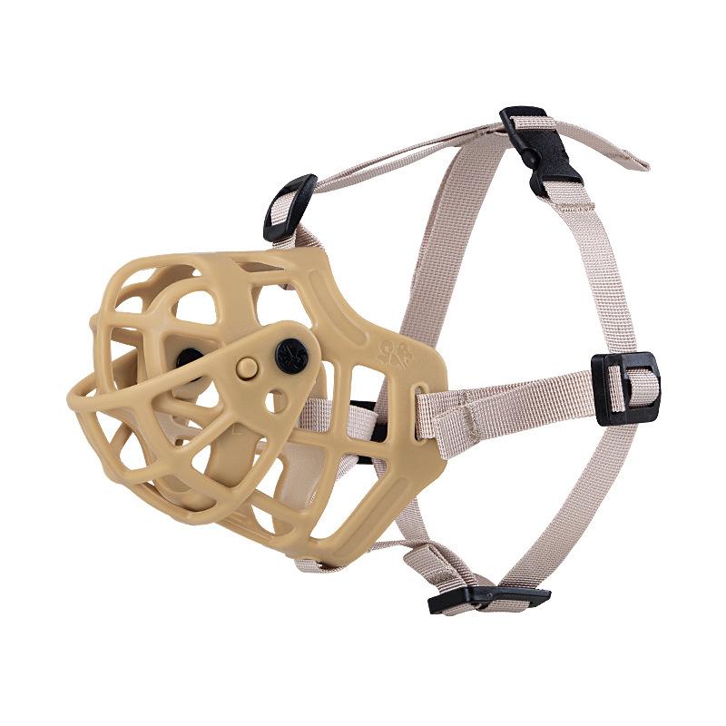 Silikon-Maulkorb für große Hunde, sichere, bequeme Hundemasken, Anti-Beiß-Mundmaske, atmungsaktiv, für mittelgroße und große Hunde, Zubehör M beige