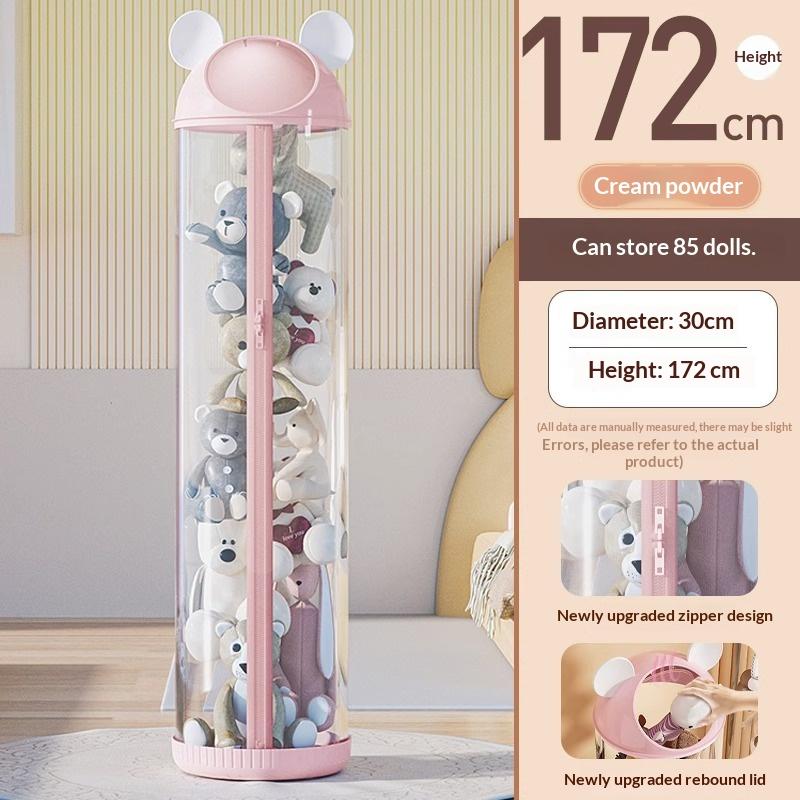 Verbesserter Reißverschluss Plüschtier Aufbewahrungseimer Für Mädchen Und Kinder Transparenter Spielzeug-Aufbewahrungsbehälter Für Plüschtiere Und Kuscheltiere 172cm rosa