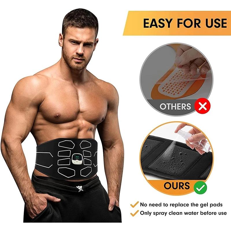 Elektronischer EMS-Muskelstimulator, Bauchmuskeltrainer, Bauchmuskelgürtel mit Fernbedienung, Bauchtrainer, Fitnessgerät für zu Hause, USB-Aufladung 02994