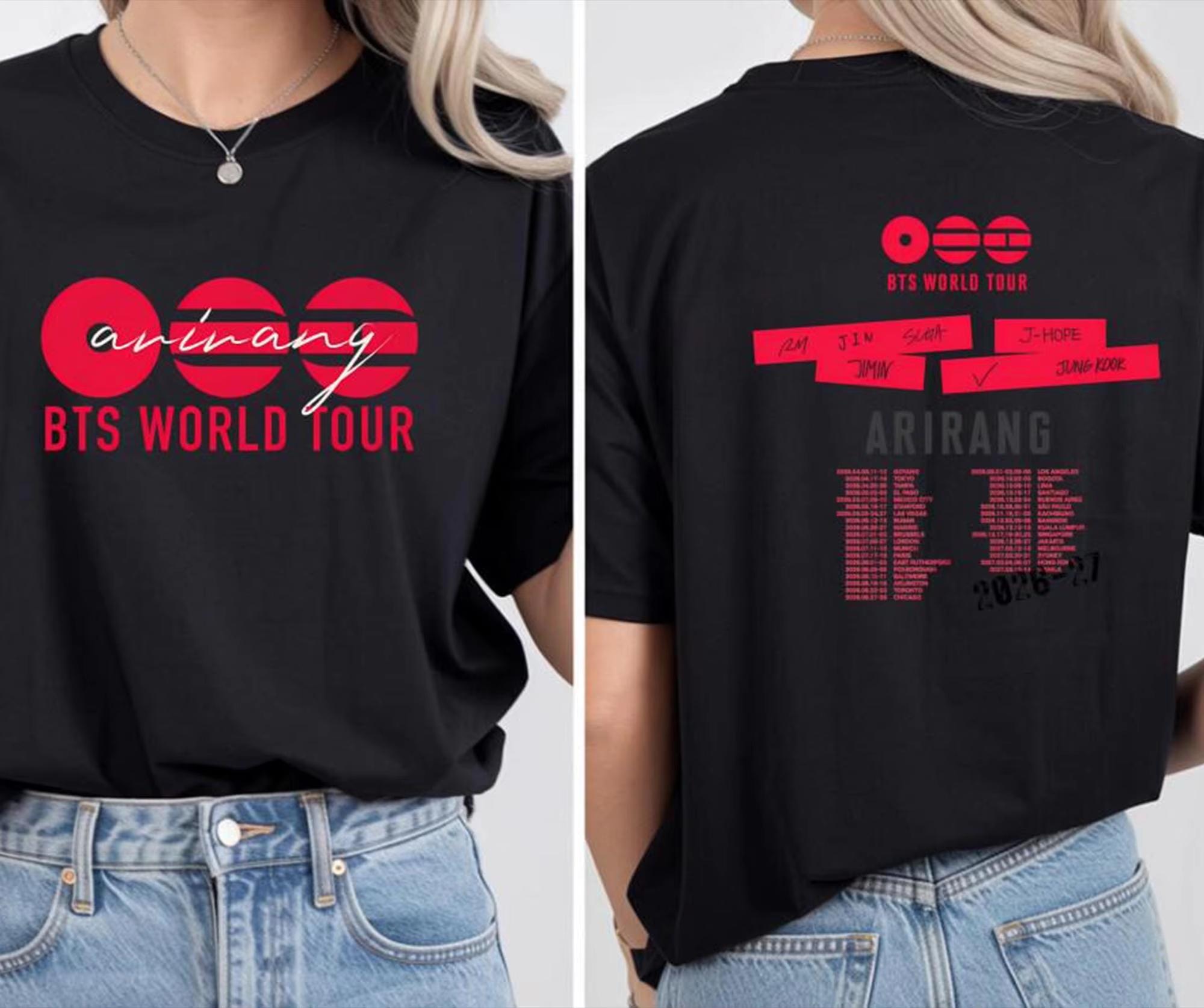2026 K-Pop BTS Arirang Welttournee Unisex Y2K Stil Sommer Reine Baumwolle Mode Kurzarm Streetwear Fan Geschenk Fan Geschenk Damen und Herren T-Shirt L