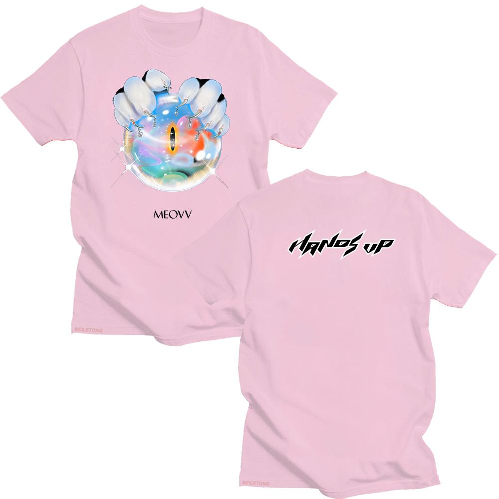 MEOVV Hände Hoch T-Shirts 2025 Mode Unisex Baumwolle Kurzarm Sommer Herren Damen Grafik T-Shirts Kpop T-Shirts Streetwear XS rosa
