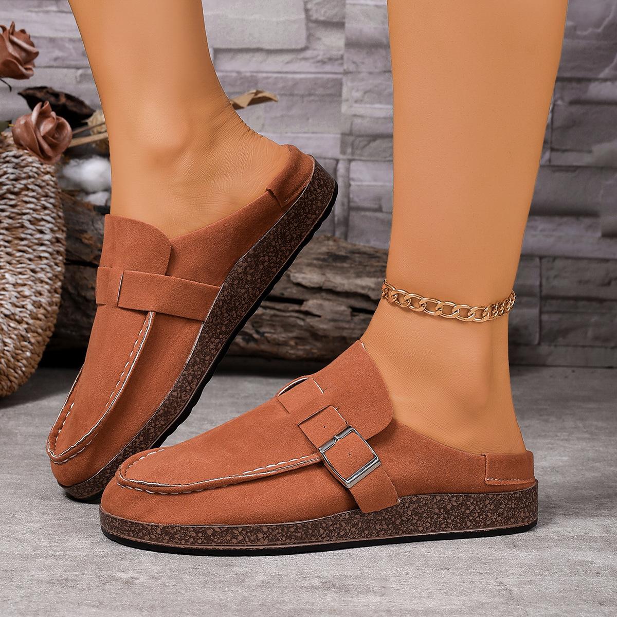 Mode Übergröße Schuhe für Damen 35-42 Sommer Mode Slipper Plateau Keilabsatz Hausschuhe Damen Casual Runde Zehen Ballerinas Sandalen 43 orange