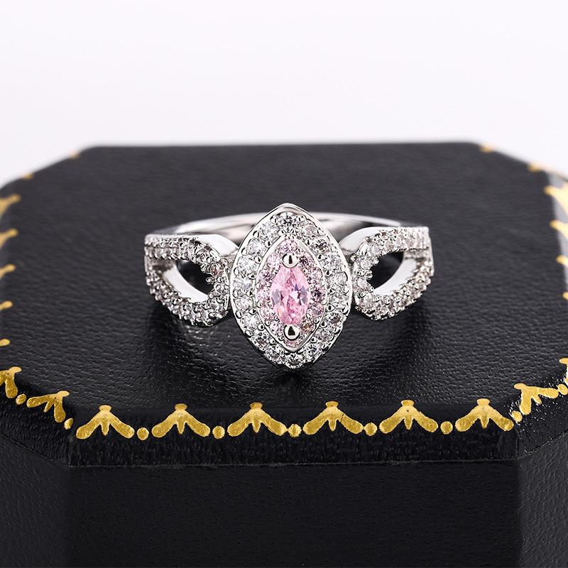 Neuer Rosa Kristall Haus Diamant Ei Ring Silber Engelsflügel Blau Schatz Zirkon Verlobung Hand Schmuck 10 gray