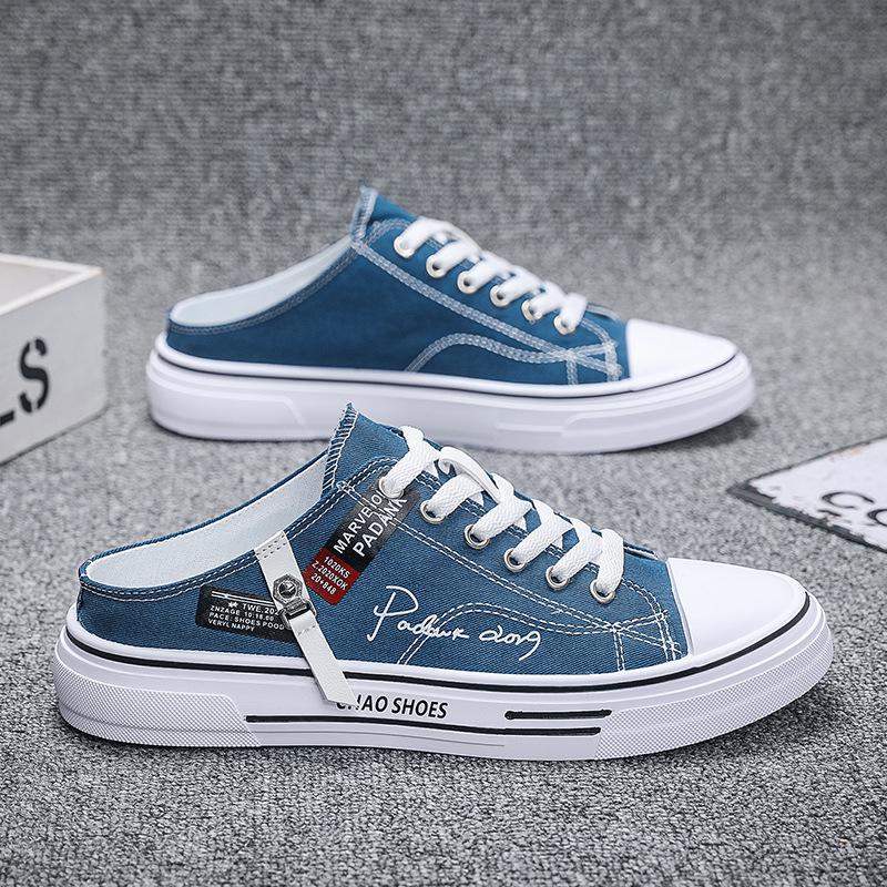 Herren Halbschuhe Slipper Sneaker Low-Top Canvas Schuhe Herren Outdoor Casual Walking Schuhe Bequeme Atmungsaktive Vulkanisierte Schuhe 44 blau