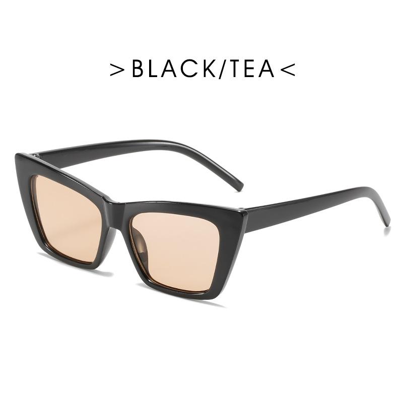 Persönlichkeit Trend Cat Eye Quadrat Sonnenbrille Frauen Mode Luxus Marke Großen Rahmen Retro Sonnenbrille UV400 Schutz Brillen kaffeebraun/schwarz