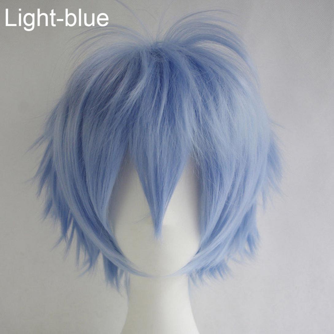 Orion Männer Frauen Multi-Color Kurze Gerade Haarteil Volle Perücke für Anime Party Cosplay One Size hellblaue