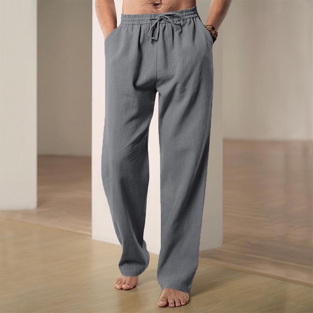 Herren Strandhose Hawaii Urlaubshose Baumwolle und Leinen Hose Atmungsaktive Hose Streetwear Herren Jogger Herrenbekleidung S graue