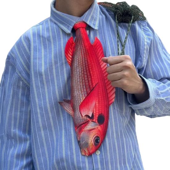 Herren Hemd Krawatte 3D Fisch Affe Design Samt Krawatte Tier Fliege Halsschmuck Realistische Textur Vielseitiger Stil Krawatte
