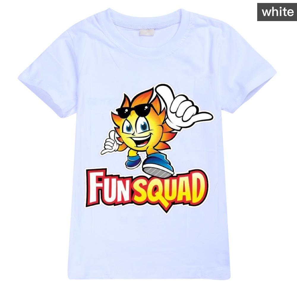 Neue Jungen Sommer Kleidung Kinder Cosplay Fun Squad Gaming T-shirt Pullover 100% Baumwolle Freizeit Mode Kinder Jungen Mädchen Tees Tops 140 weiß