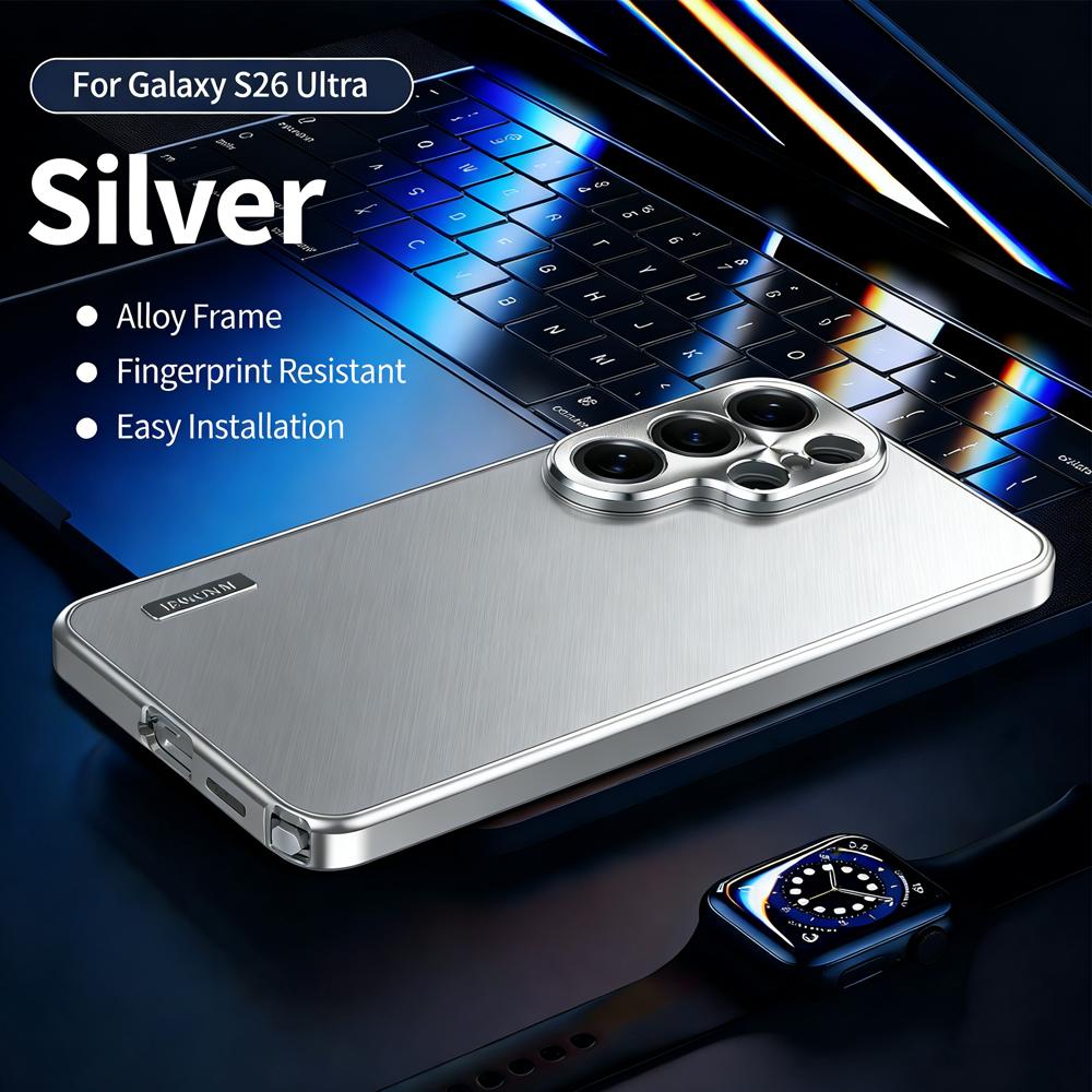Luxuriöse magnetische Metallhülle für Samsung Galaxy S26 S25 S24 S23 S22 S21 Ultra Plus Titan Aluminium Vollständiger Objektivschutz Handyhülle For Samsung S23 Ultra silber