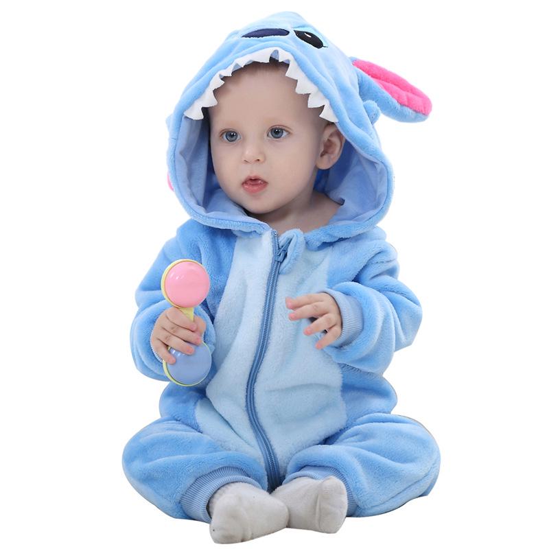 Kinder Tier Einteiliger Strampler Baby Plus Size Warm Strampler Baby Flanell Strampler Overall 110 blau