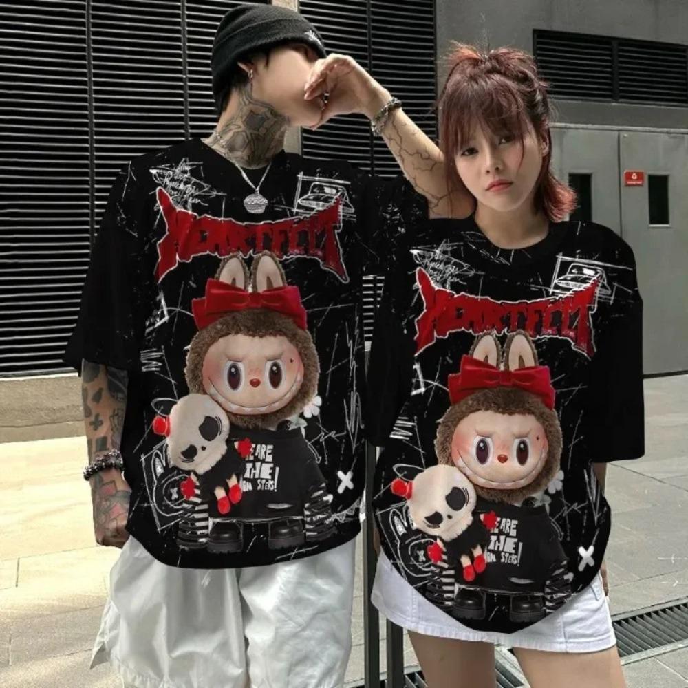Niedliche Labubu 3D-Druck Cartoon Graffiti T-Shirts 2025 Sommer Herren- und Damen Schnelltrocknende T-Shirts Kindermode Freizeit-Tops S