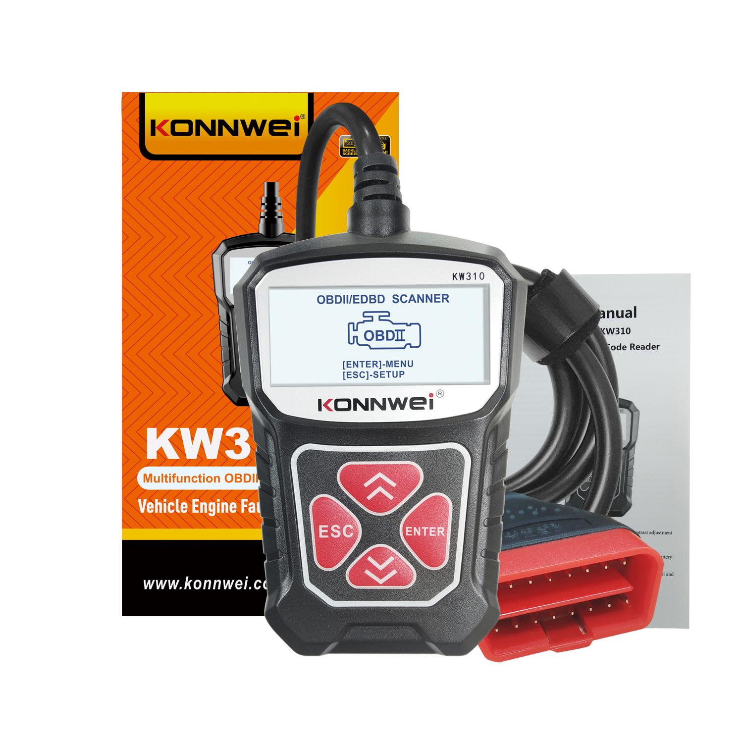 KONNWEI KW310 OBD2-Scanner, russische Sprache, Auto-Diagnose-Tool, OBD 2-Auto-Scanner für Auto, ODB2, Auto-Werkzeuge, besser als ELM327 schwarz