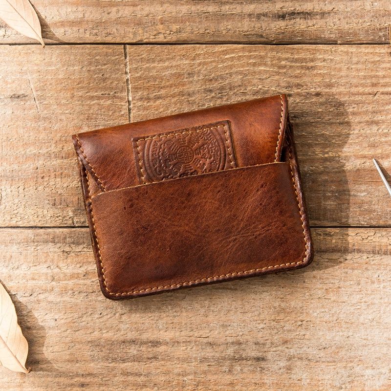Retro Leder Geldbörse für Männer und Frauen Erste Schicht Rindsleder Multifunktionale personalisierte kleine Kartentasche handgefertigt aus reinem Leder Damen
