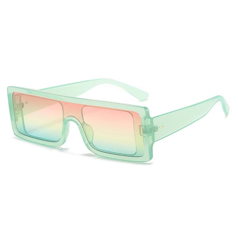 SHAUNA Ins Beliebte Mode Einteilige Candy Color Square Sonnenbrille Damen Farbverlauf UV400 Retro Herren Grün Gelb Sonnenbrille