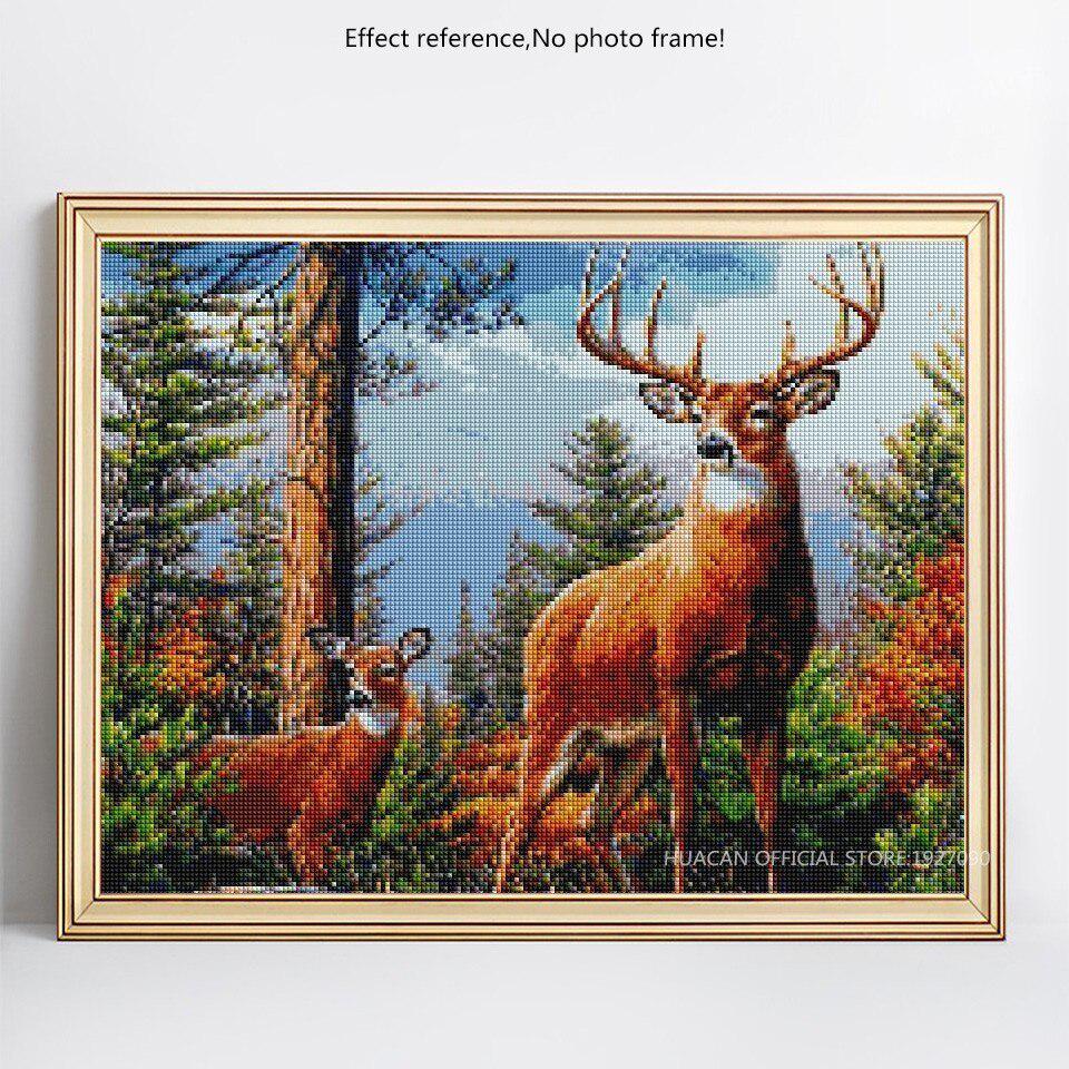 Diamant-Malerei, Vollbild, Tier-Kreuzstich, Hirsch, volle Runde Diamant-Stickerei, Handarbeit 40X50CM