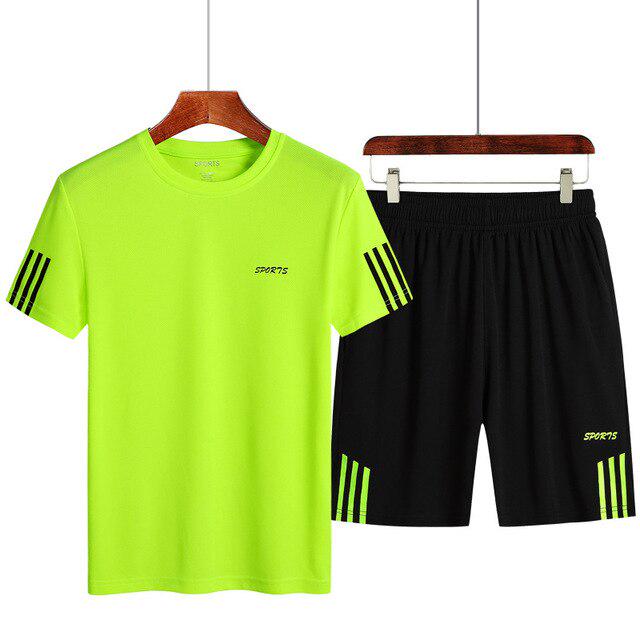 Herren-Trainingsanzug-Sportbekleidungsset, lässiges Lauf-Fitness-Zweiteiler-Set XXXXL grün