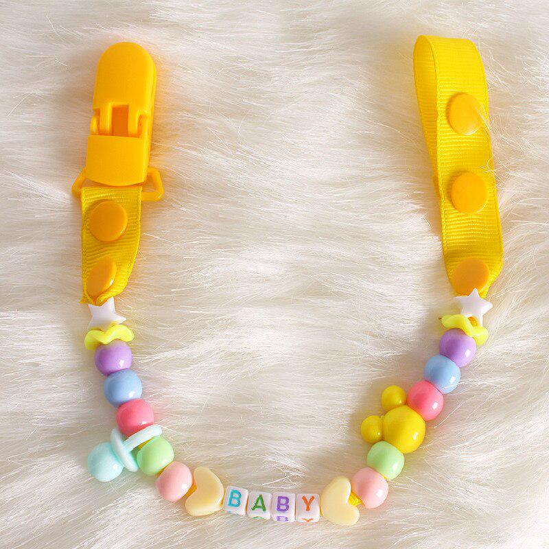 Baby Schnuller Clips Neugeborene Perlen Anti-verloren Kette Spielzeug Neugeborene Baby Dummy Schnuller Clips für Beißring Brustwarzen Zahnpflege gelb