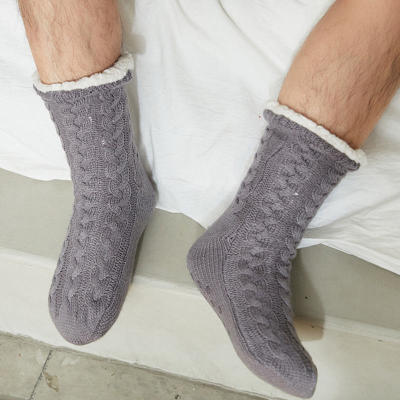 Baumwollsocken Hausschuhe Herren warmes Plüschfutter Memory-Schaum weiche Indoor-Hausschuhe Winter bequem rutschfest Heimschuhe 39 dunkelgrau