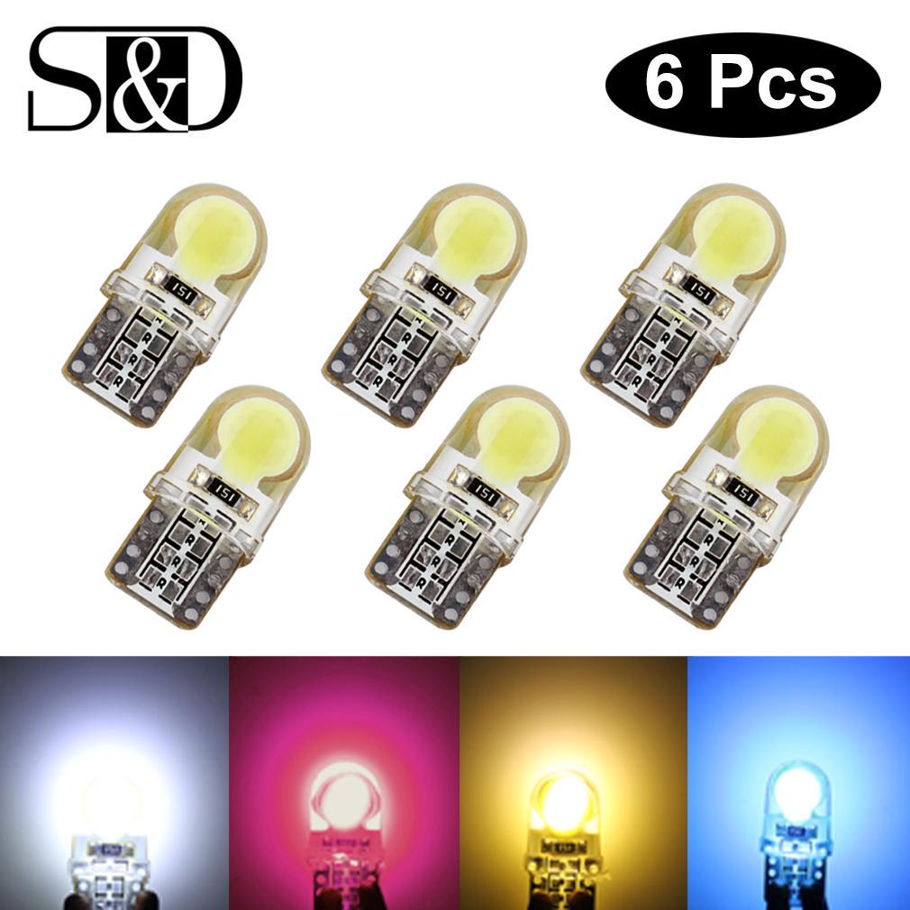 6 Stücke Auto T10 LED W5W Led-lampen Weiß 194 168 Led-lampe 501 COB silikonhülle Auto Led-leuchten Super Helle Schalten Seite Lampe 12 V weiß