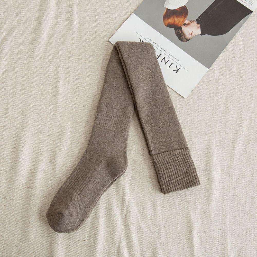 Wolle Baumwolle Winter Für Mädchen JK Strümpfe Über Knie Hohe Socken Frauen Lange Strümpfe Einfarbig kaffeebraun