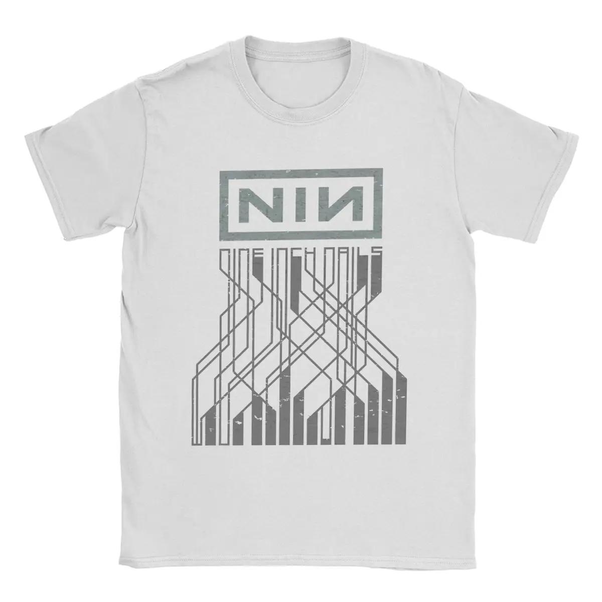Nine Inch Nails NIN T-Shirts Herren Baumwolle Lustiges T-Shirt Rundhalsausschnitt T-Shirt Kurzarm Tops Große Größe M weiß