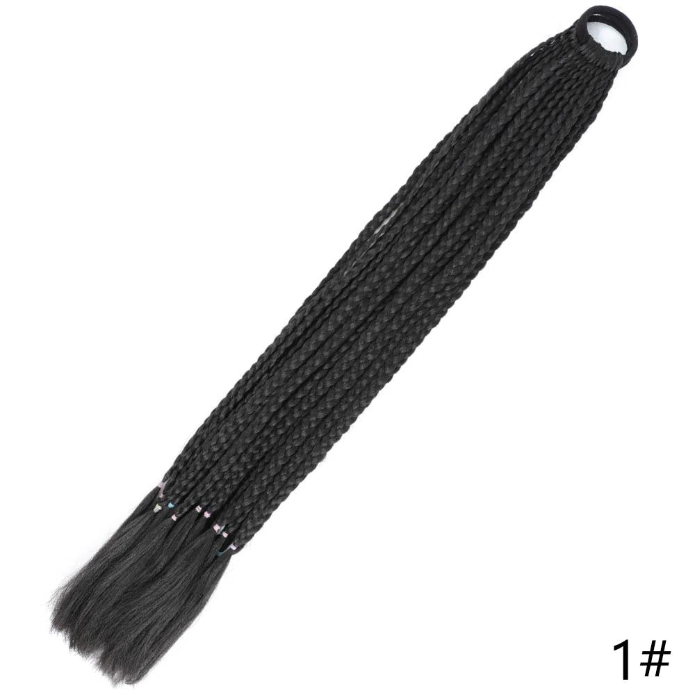 MISSQUEEN Synthetische Mädchen Farbige Geflochtene Pferdeschwanz Mit Elastischen Gummiband Haar Extensions Regenbogen Farbe Kinder Perücke Zopf Haarteil 65cm